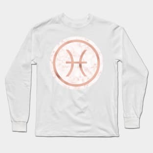 Rose Gold Marble Zodiac - Pisces Long Sleeve T-Shirt